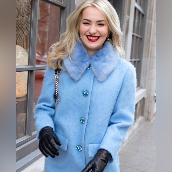 Kate spade Wild Ones Faux Fur Trim Coat Size 2 Like New. - Picture 5 of 8